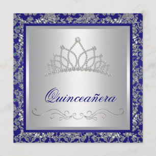 Convites Diamond Tiara Marinho Real Quinceanera Azul