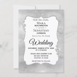 Convites ~ Diamond Watercolor Silver GrayWedding
