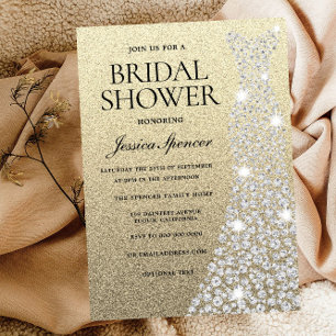Convites Diamond Weding Vestir Dourado Chá de panela Glitte