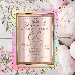 Convites Diamonds Chic Holográfico Aniversário de Casamento