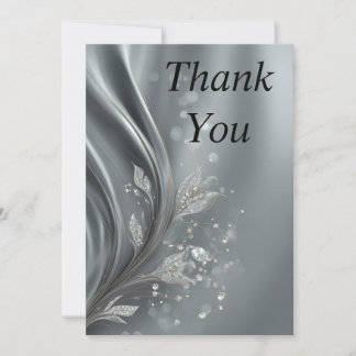 Convites Diamonds on Silver Silk Thank You Card