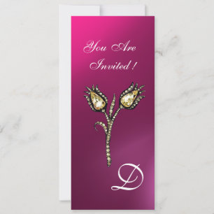 Convites DIAMONIA TULIPS MONOGRAM, Ametista roxo rosa