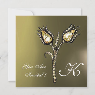 Convites DIAMONIA TULIPS MONOGRAM, Cinza Agate