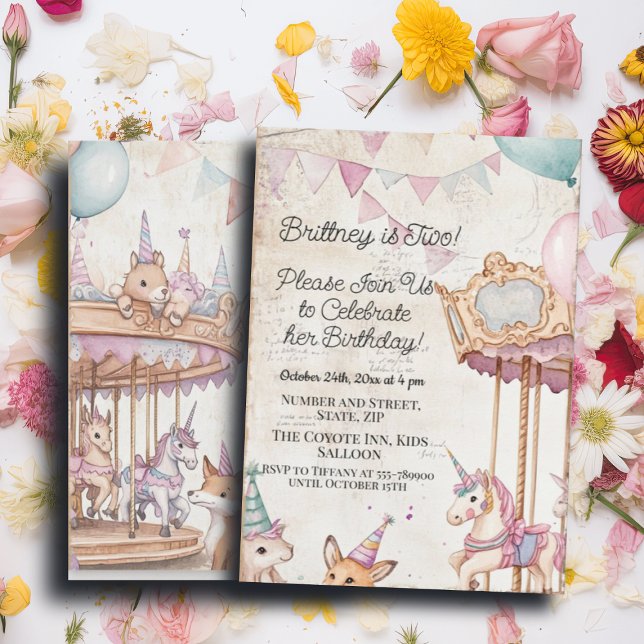 Convites Diário Adorável com Festa de segundo aniversário d (Criador carregado)