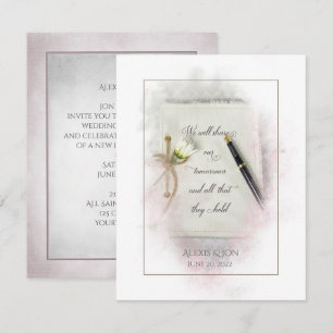 Convites diário de casamento com caneta e margarida