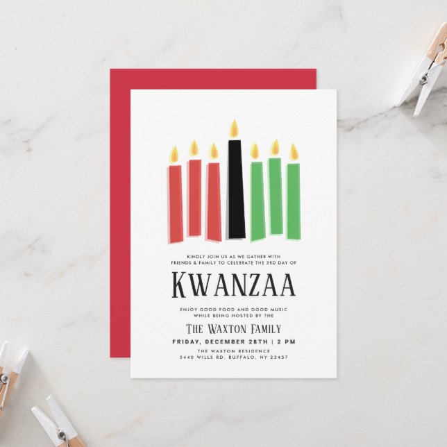 Convites Dias de Kwanzaa | Coleta de Partido (Frente/Verso In Situ)