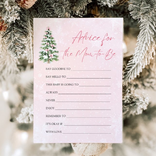 Convites Dicas da Árvore de Natal para o Jogo da Mamãe que  (Pink Bows Christmas Tree Advice for the mom-to-be Game)