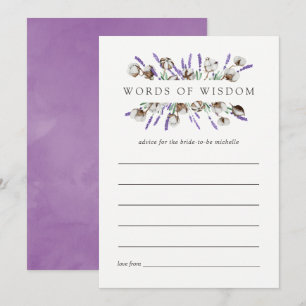 Convites Dicas de Chá de Noiva de Algodão Aquarela Lavanda
