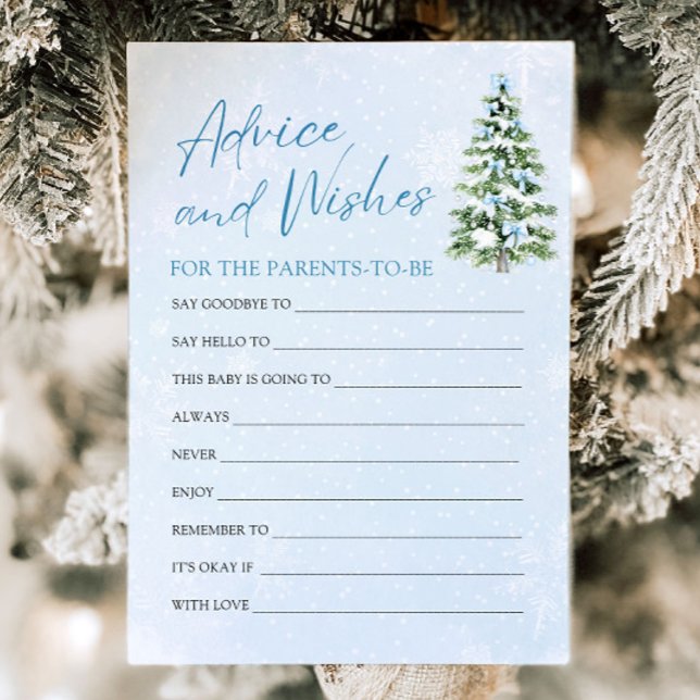 Convites Dicas e Desejos para o Chá de Bebê do Natal com La (Blue Bows Christmas Baby Shower Advice and Wishes Game)