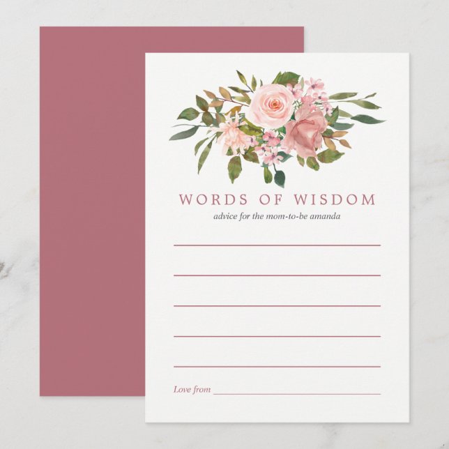 Convites Dicas para Mamãe no Chá de Bebê com Rosa e Dourado (Frente/Verso)