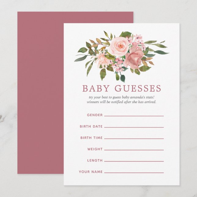 Convites Dicas para Mamãe no Chá de Bebê Rosa e Dourado (Frente/Verso)