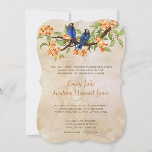 Convites Die Coral Marinho Vintage Love Bird Tea Stain