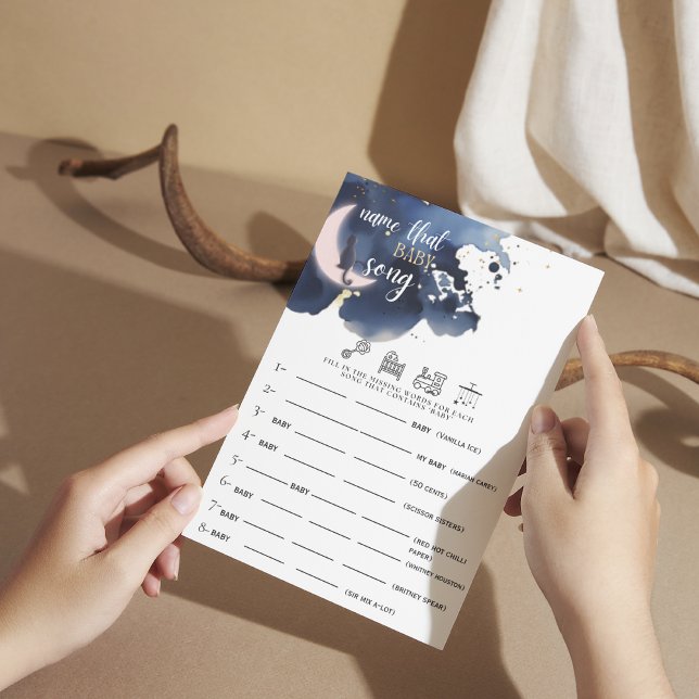 Convites Diga a essa canção de bebê Gam chá de fraldas azul (Criador carregado)