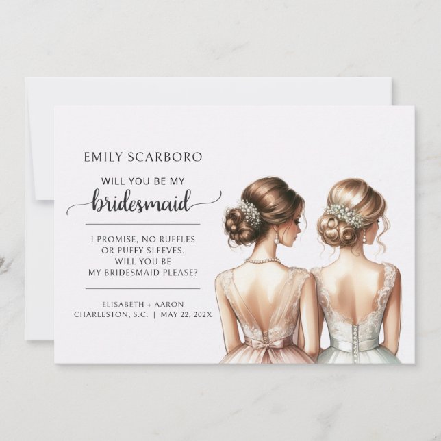 Convites Diga Sim, Você Será Minha Proposta De Bridesmaid (Frente)