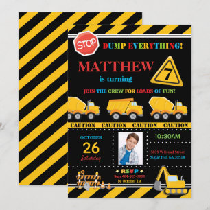 Convites Digers De Festa de aniversário De Construção Despe