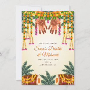Convites digitais de Mehndi Convites de Dholki dig