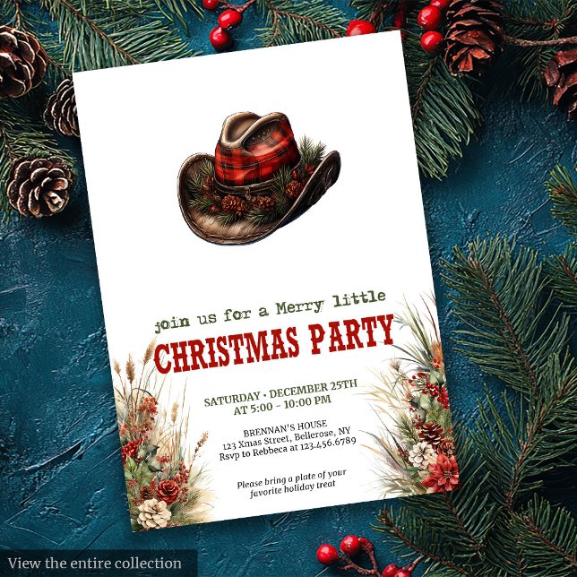 convites digitais editáveis para festa de Natal do (Old West Christmas party editable digital invitation

)