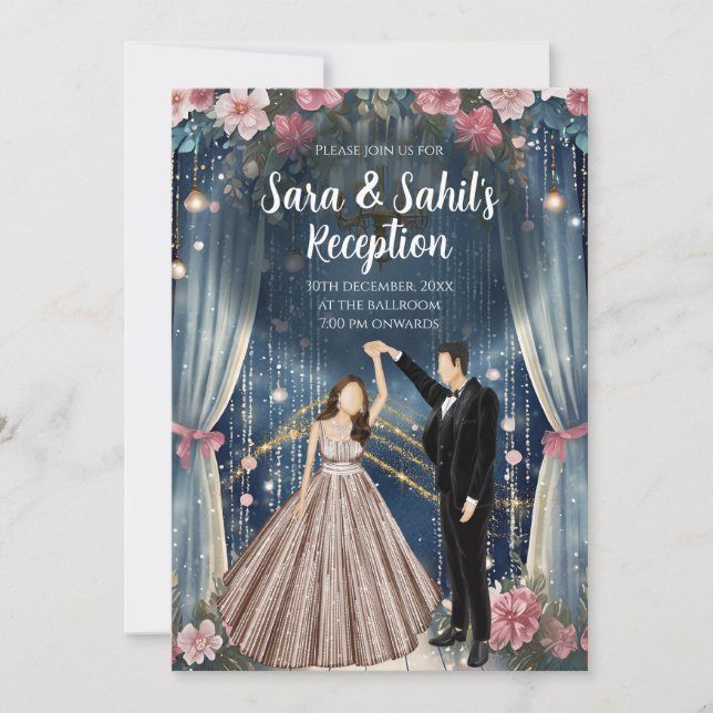 Convites digitais para recepção de casamento india (Frente)