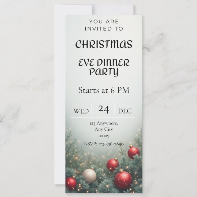 Convites Digital Christmas Eve Dinner party Invitation (Frente)