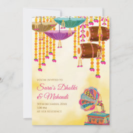 Convites Digital Dholki invites Mehndi invitations, Mehndi