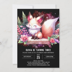 Convites Digital Elegante Woodland Fox Birthday