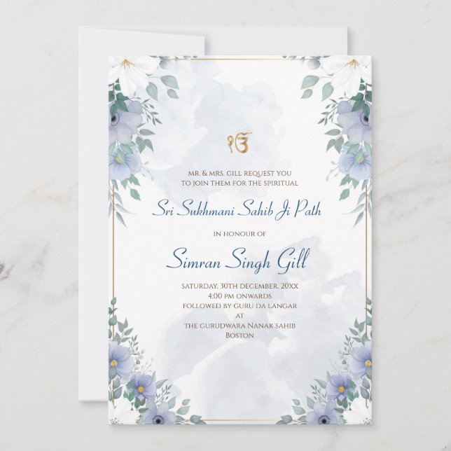 Convites Digital invitation for Sri Sukhmani Sahib path (Frente)