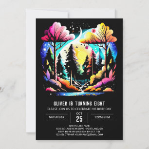 Convites Digital no Aniversário de criança de floresta