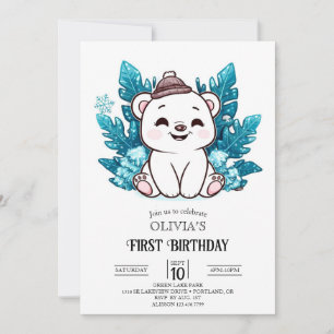 Convites Digital primeiro aniversario de Urso Polar Sonho d