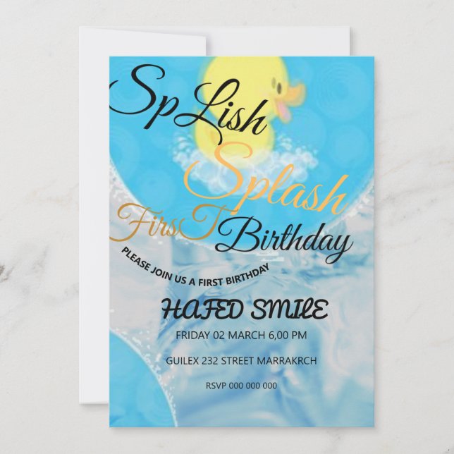 Convites Digital Rubber Ducky Themed Birthday Invitation, B (Frente)
