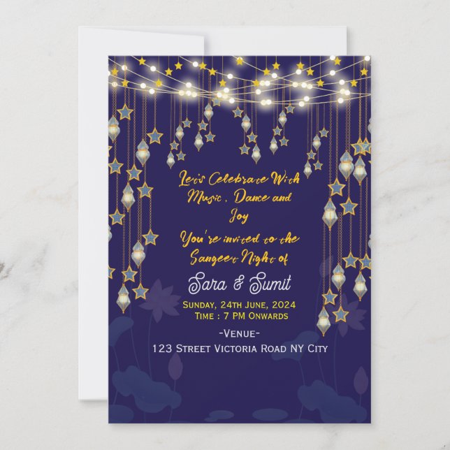 Convites Digital Sangeet Night Invitations  (Frente)