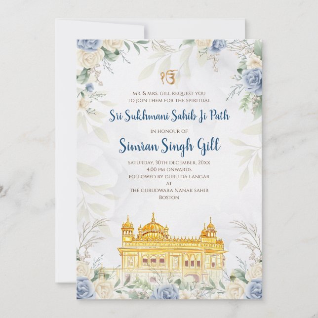 Convites Digital Sri Sukhmani Sahib path invitation (Frente)