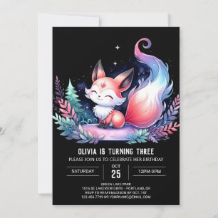 Convites Digital Whimsical Wild Fox Birthday