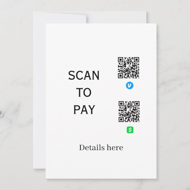 Convites digitalizar para pagar detalhes do código QR do ve (Frente)