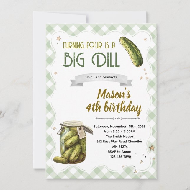 Convites Dill pickle birthday boy invitation (Frente)
