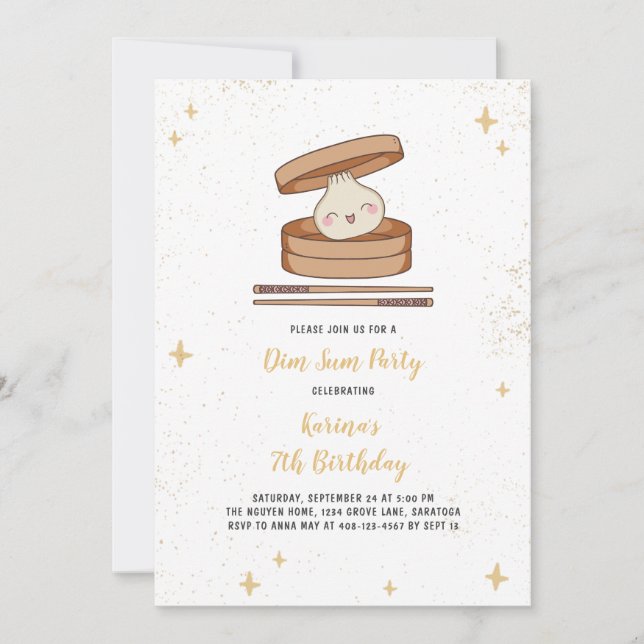 Convites Dim Sum Dumpling Party (Frente)