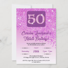 Convites Diminuição do brilho rosa 50ª Festa de aniversário