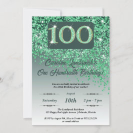 Convites Diminuição do brilho verde da 100ª Festa de aniver
