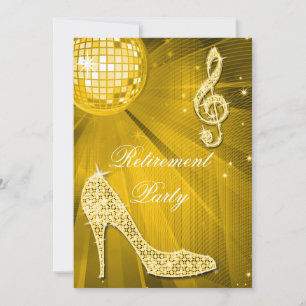 Convites Diminuição Dourada da Bola de Disco e dos Heels 
