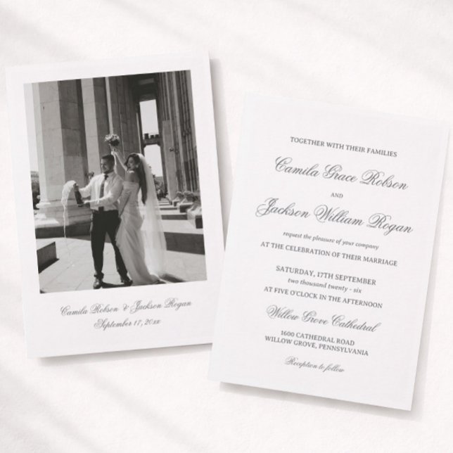 Convites Dinheiro Antigo Atemporal Casamento Preto e Branco (Criador carregado)