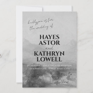 Convites Dinheiro antigo Elegante Romântico Negro e Branco