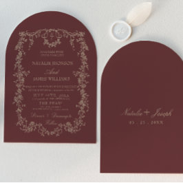 Convites Dinheiro Antigo Floral Burgundy Saltos Arqueados C