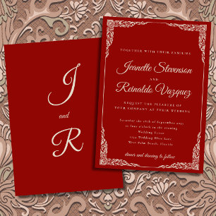 Convites Dinheiro Antigo Vintage Vermelho Intenso Casamento