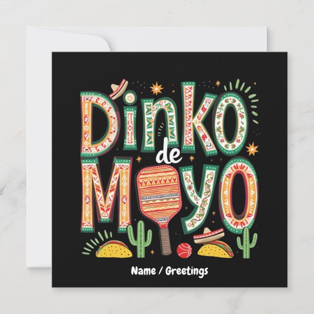 Convites Dinko de Mayo Funny Cinco de Mayo Pickleball Pun (Frente)