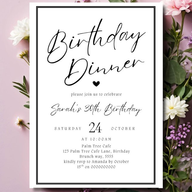 Convites Dinner Party Invitation Template Black Adult Any A (Criador carregado)