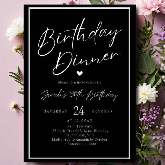 Convites Dinner Party Invitation Template Black Adult Any A (Criador carregado)