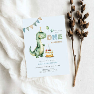 Convites Dino Azul É Um Aniversário de Um Dinossauro