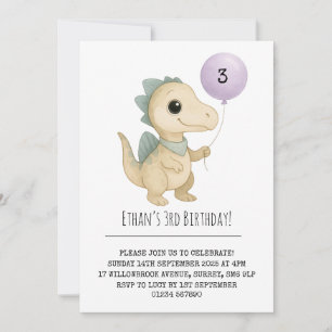 Convites Dino Bege com Espinhos Azuis e Aniversário de Balã