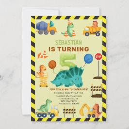 Convites Dino Crew Construction 5 Birthday Dinossaur