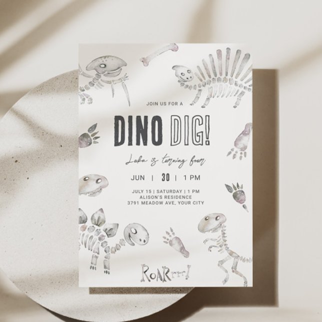Convites Dino Dig Birthday (Criador carregado)