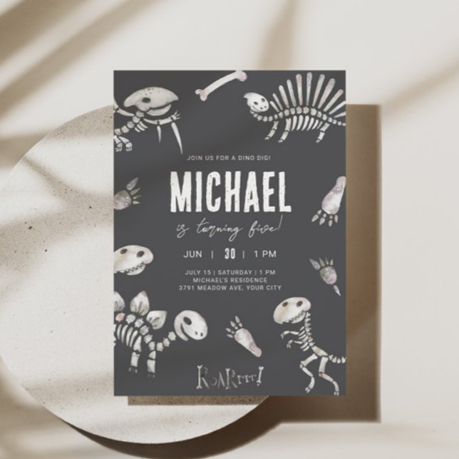 Convites Dino Dig Theme Birthday (Criador carregado)